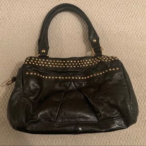 Treesje black leather gold studded bag